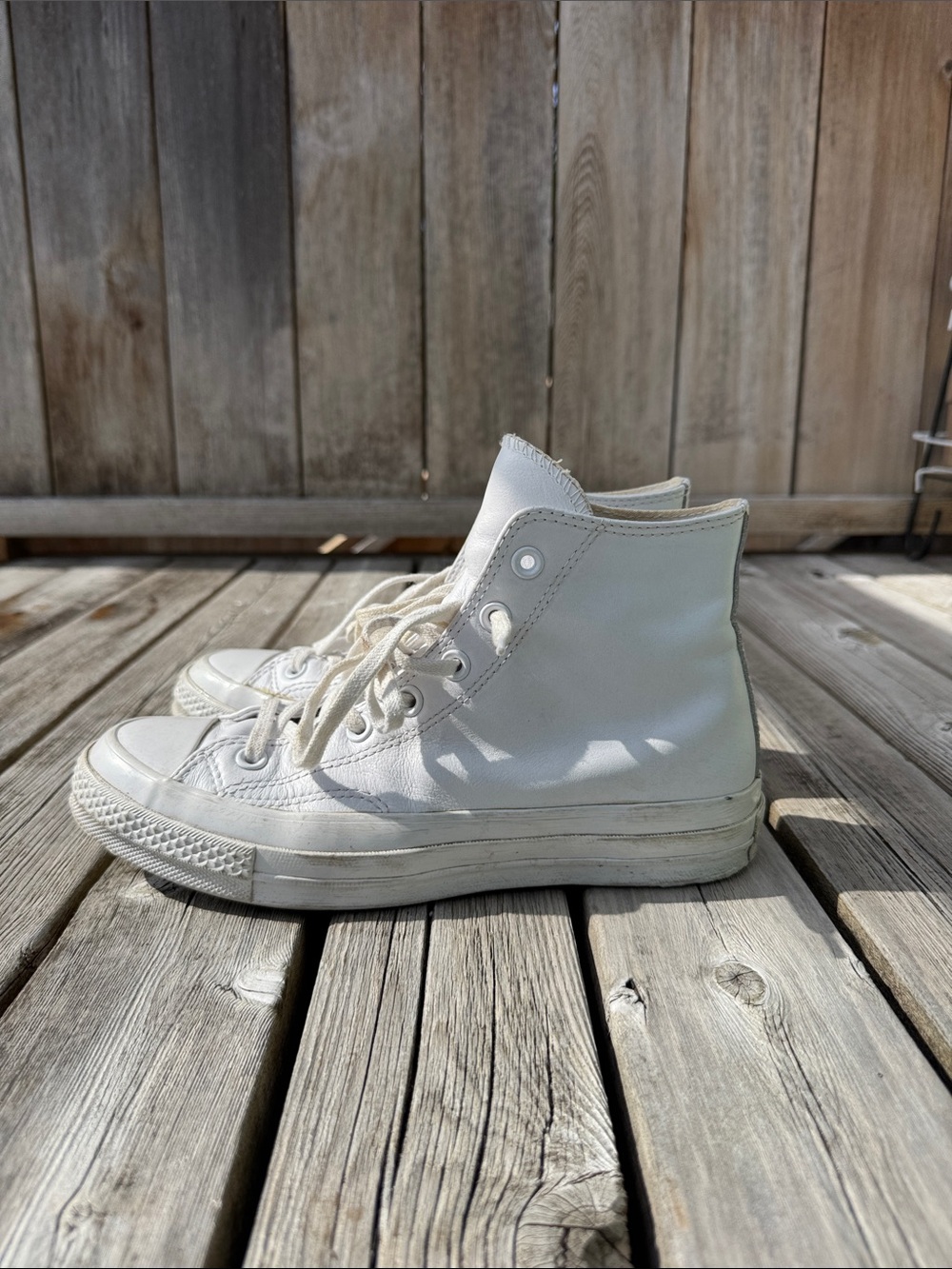 White High-Top Leather Sneakers for Women